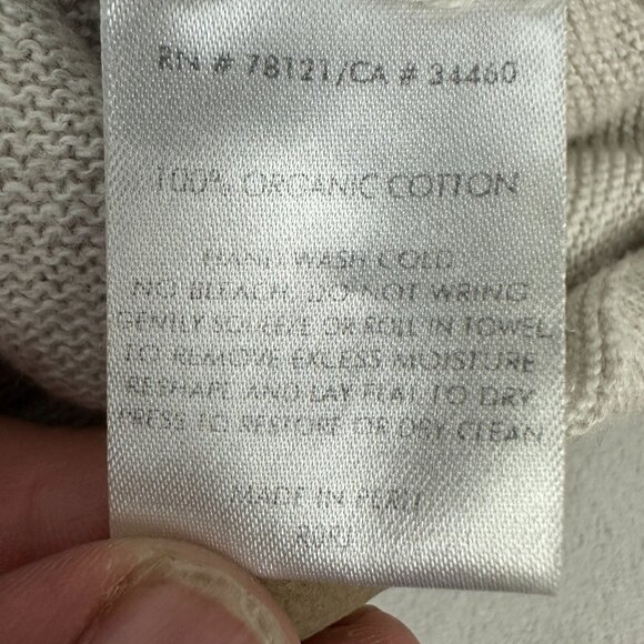 Eileen Fisher Size XS Beige V-Neck Organic Cotton Sweater Womens Knit Top - Picture 6 of 6